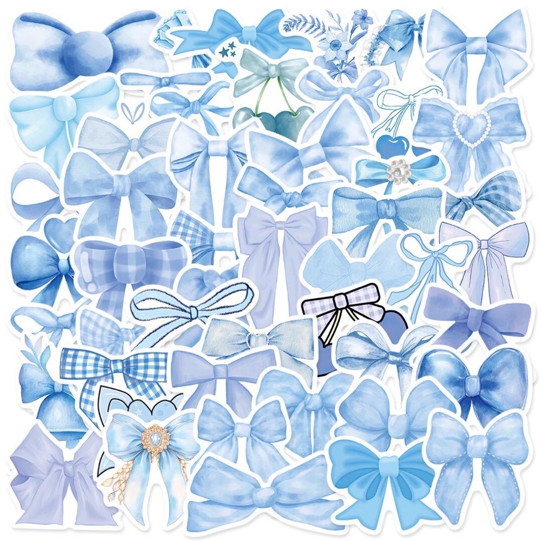 50pcs Blue Bow Tie Stickers Set Decals Sticker Skateboard Phone Laptop ...