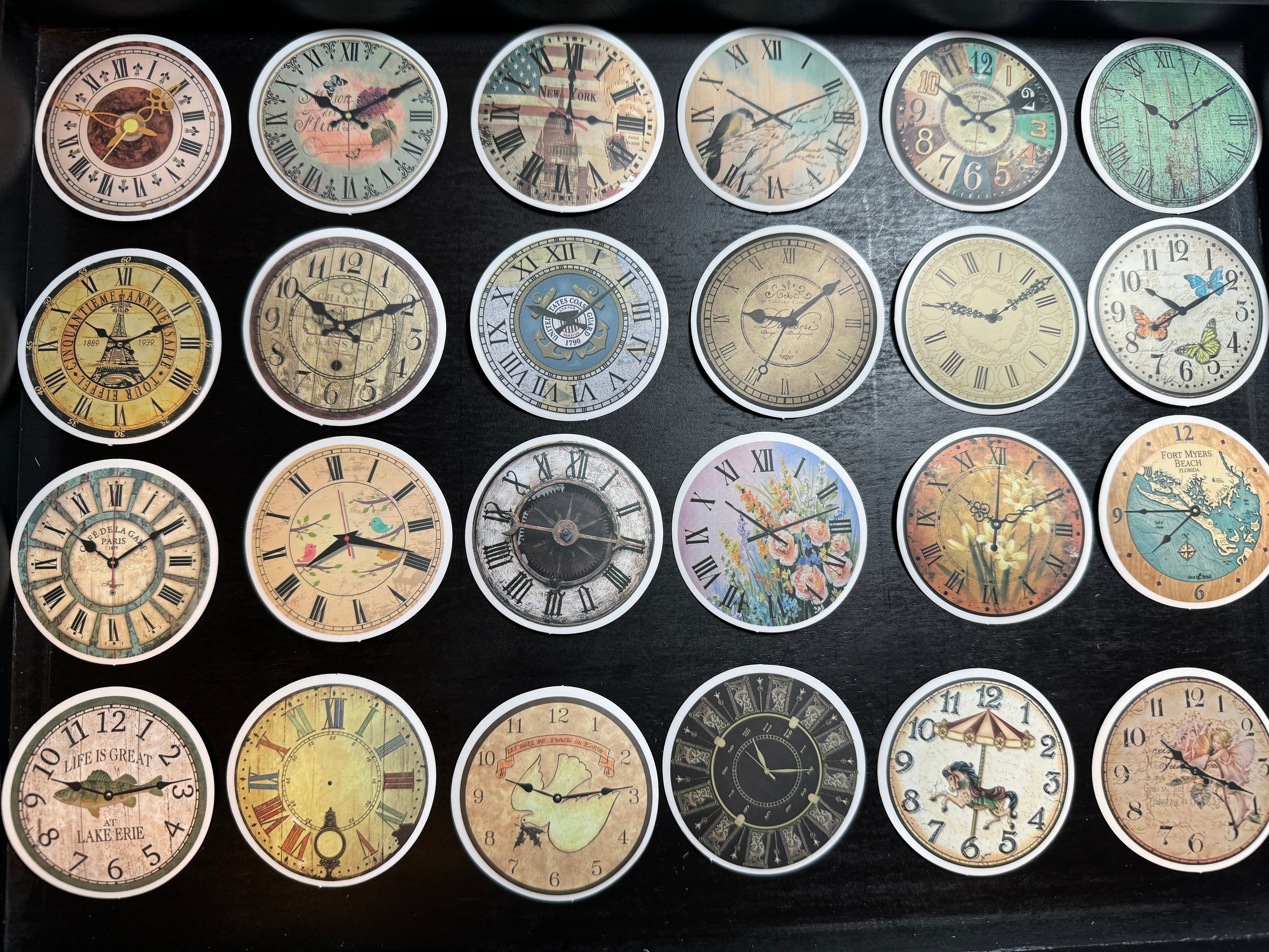Mini Sticker Clock 50pcs Clock Dial Vintage Style Stickers Set Decals Skateboard Phone ...