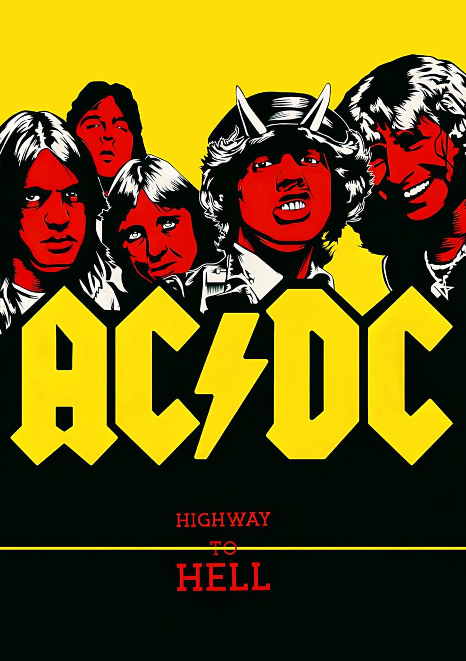 Acdc Highway to Hell Poster, Digital Minimalistic Art, Vintage Hard ...