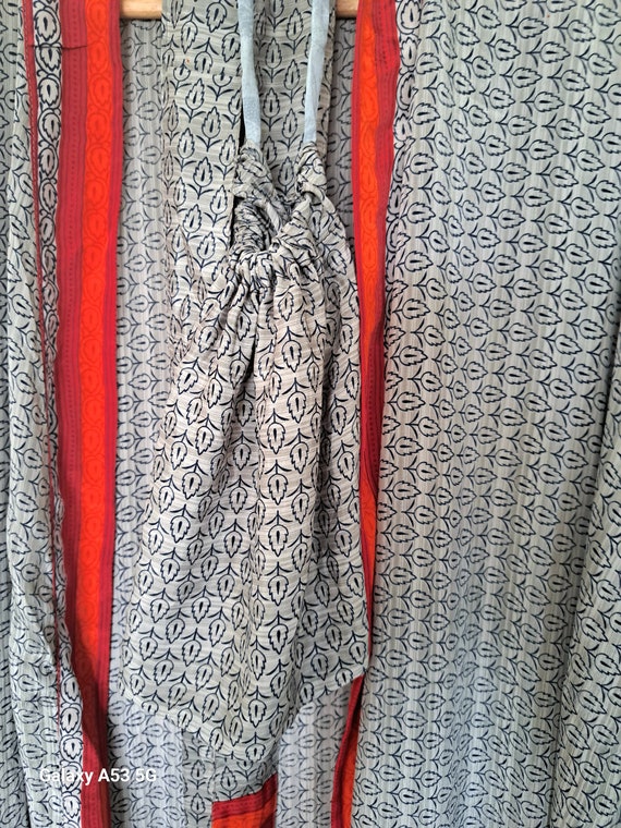 Grey, red recycled silk sari kimono,unique gift...x
