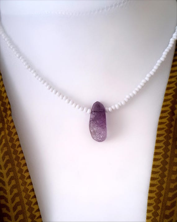 Natural Ametrine pendant and seed bead choker style necklace...x