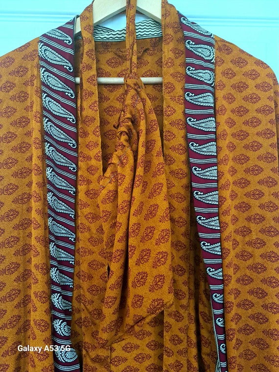 Burnt orange recycled silk sari kimono,one of a kind, fabulous gift...x