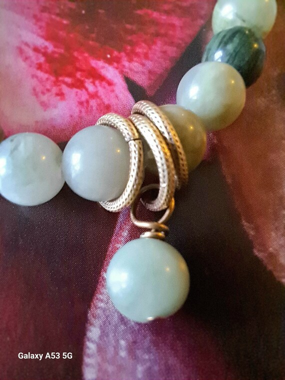 Mens, larger wrist green jasper stretchy bracelet...x