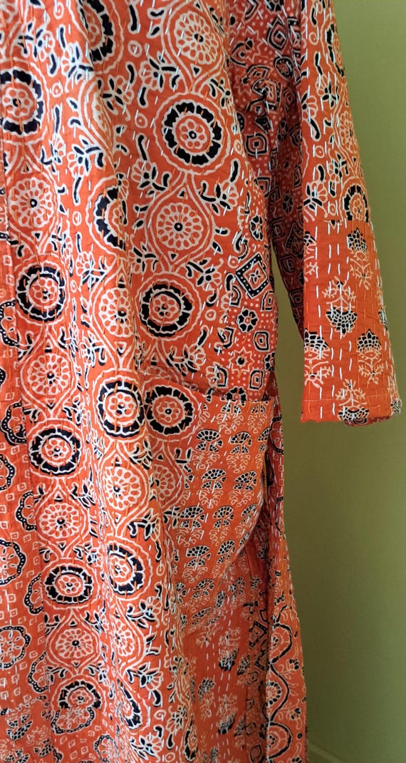 One of a kind Kantha robe, cotton, reversible, recycled, unique gift...x