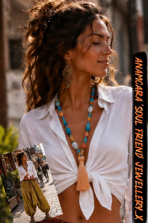 Summer Vibes Necklace,handknotted,unique one of a kind gift...x