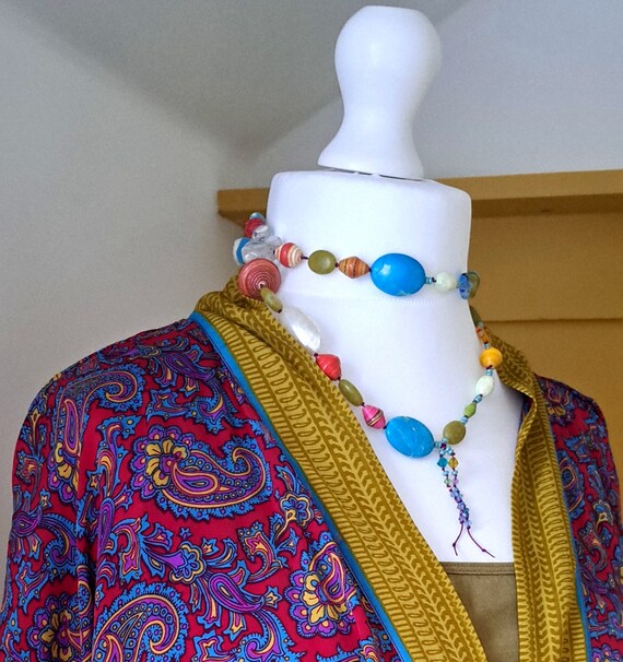 Kimono,recycled silk sari, one of a kind,Purple pinks, golds, unique gift...x