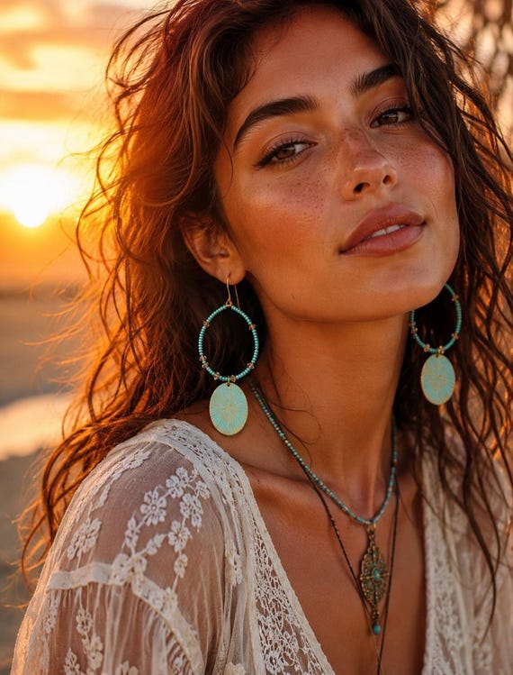 Boho Dangle Earrings: Vintaj Brass Pendant, Seed Beads & Swarovski Crystal