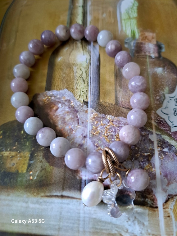 Plum Blossom jasper gemstone stretchy bracelet...x