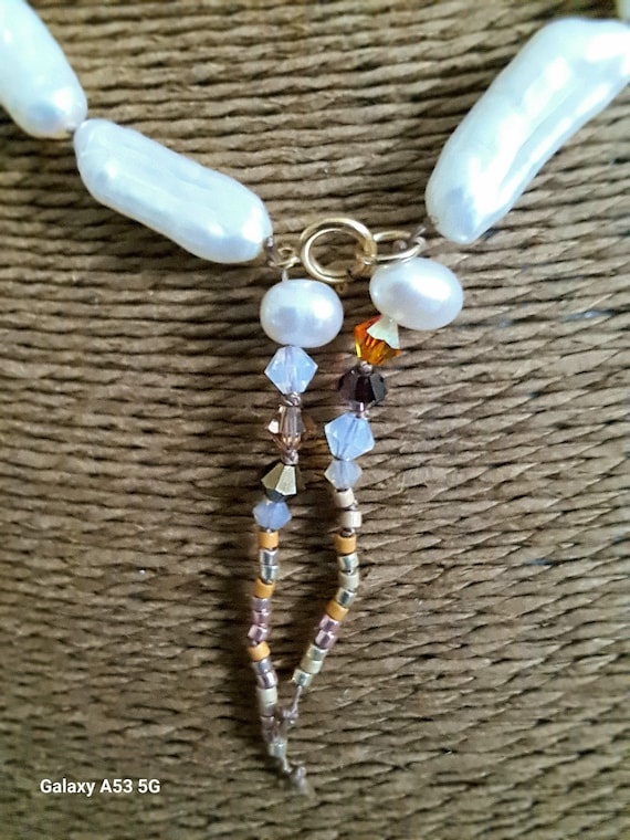 Keshi Pearls,bohemian influenced necklace, handknotted one-of-a-kind gift...x