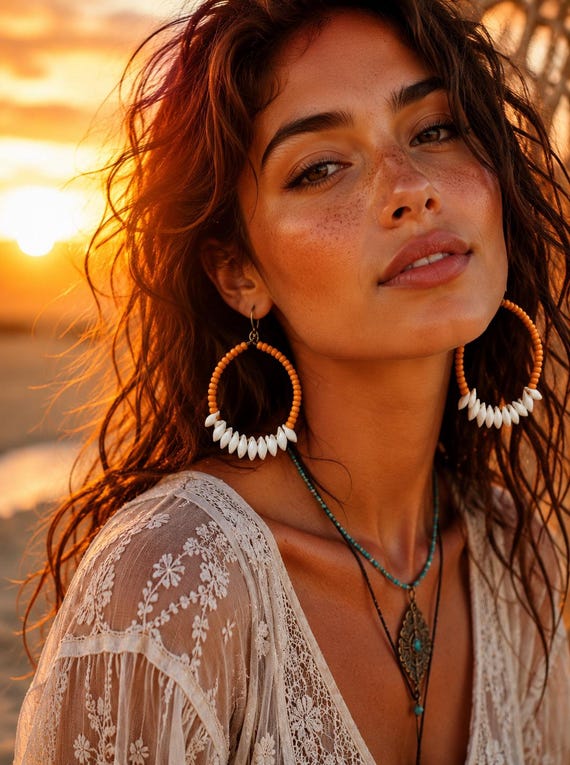 Boho hoop earings.