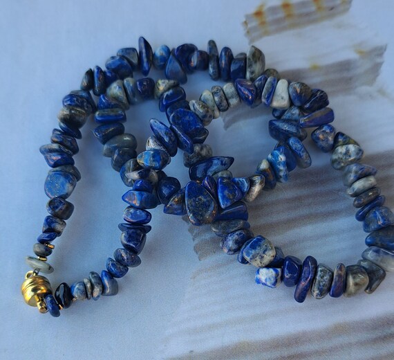 Choker style, Lapis Lazuli gemstone chip necklace, gift...x