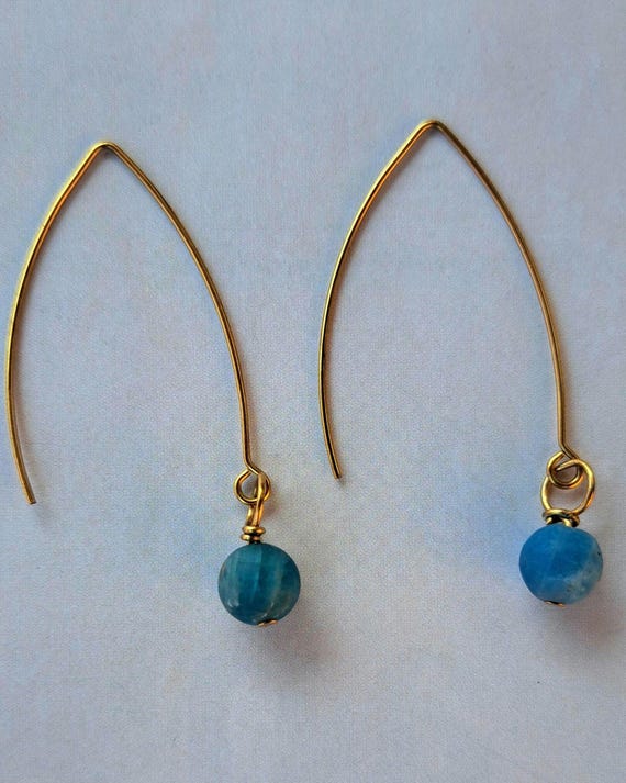 Apatite, frosted gemstone and brass, boho earings...x