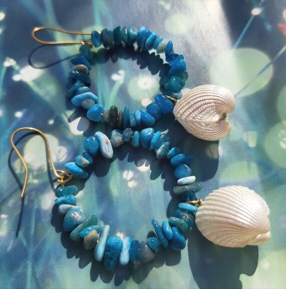Boho statement hoops and shell earings...x
