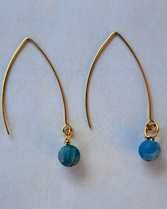 Apatite, frosted gemstone and brass, boho earings...x