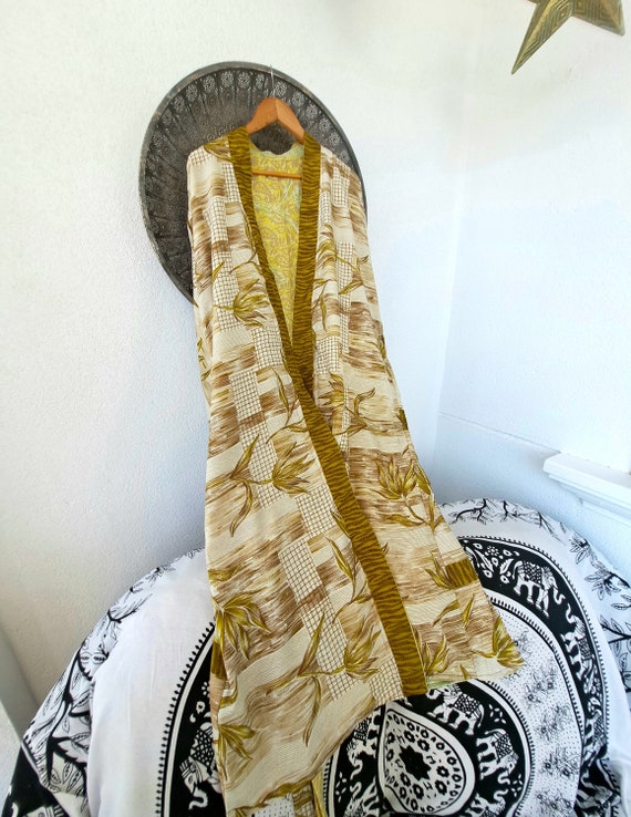 Recycled sari,reversible silk kimono , one of a kind, unique gift...x