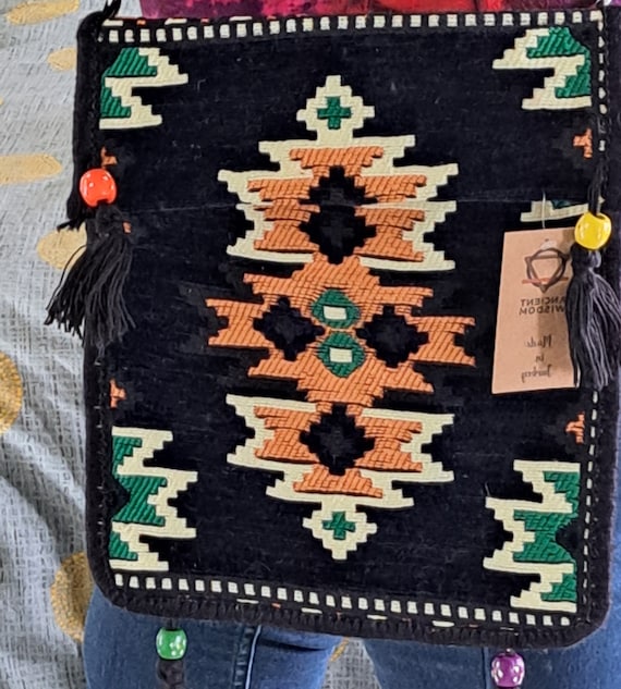 Kilim Dark Navy Messenger bag,handmade gift...x