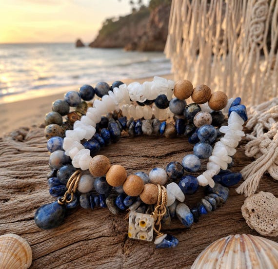 Set of three stretchy boho bracelets...x
