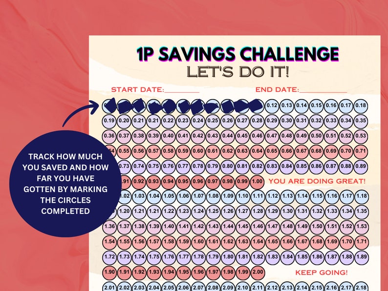 1p Saving Challenge, UK Saving Challenge Printable A3, A4, A5, Letter ...