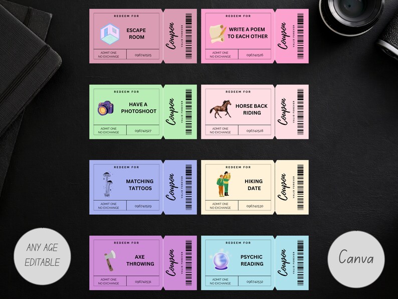 Editable Printable Love Coupon Book for Him &amp; Her Template , Couples ...