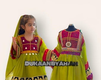 Traditional afghan kochi handmade dress for kids girls