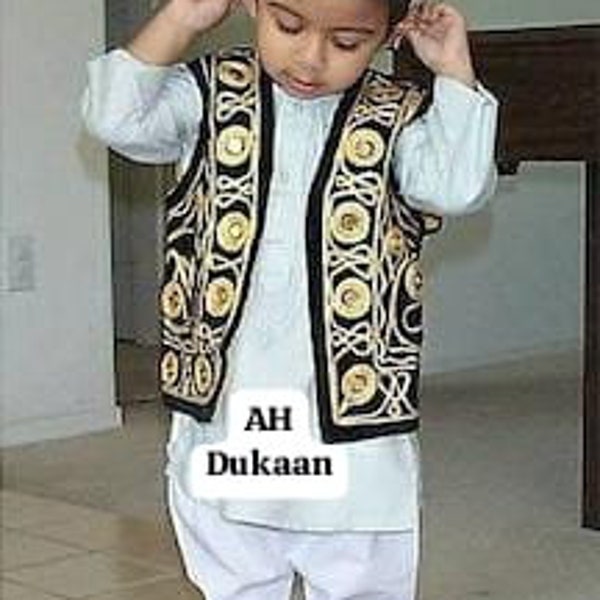 Wasket et casquette afghans kochi pour enfants.indain qameez shalwar avec taille pour garçons