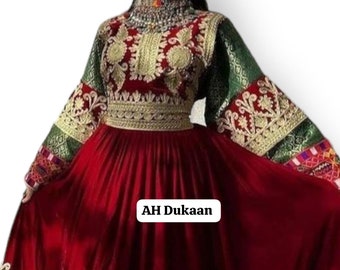 Robe afghane de la tribu Kuchi, robe rouge de mariage pour la mariée, robe de mode afghane