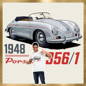 1948 Porsche 356/1 Classic Car T-Shirt - Perfect Gift for Dad or Mom, Vintage Auto Enthusiasts, Unique Porsche Lover Apparel