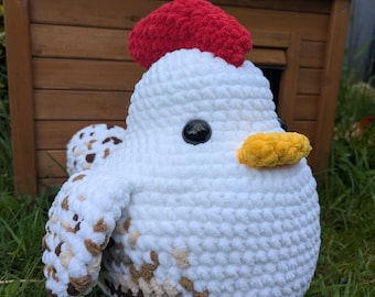 Gehaakte kip, Petunia, levensgroot, Amigurumi xxl, op bestelling gemaakt.
