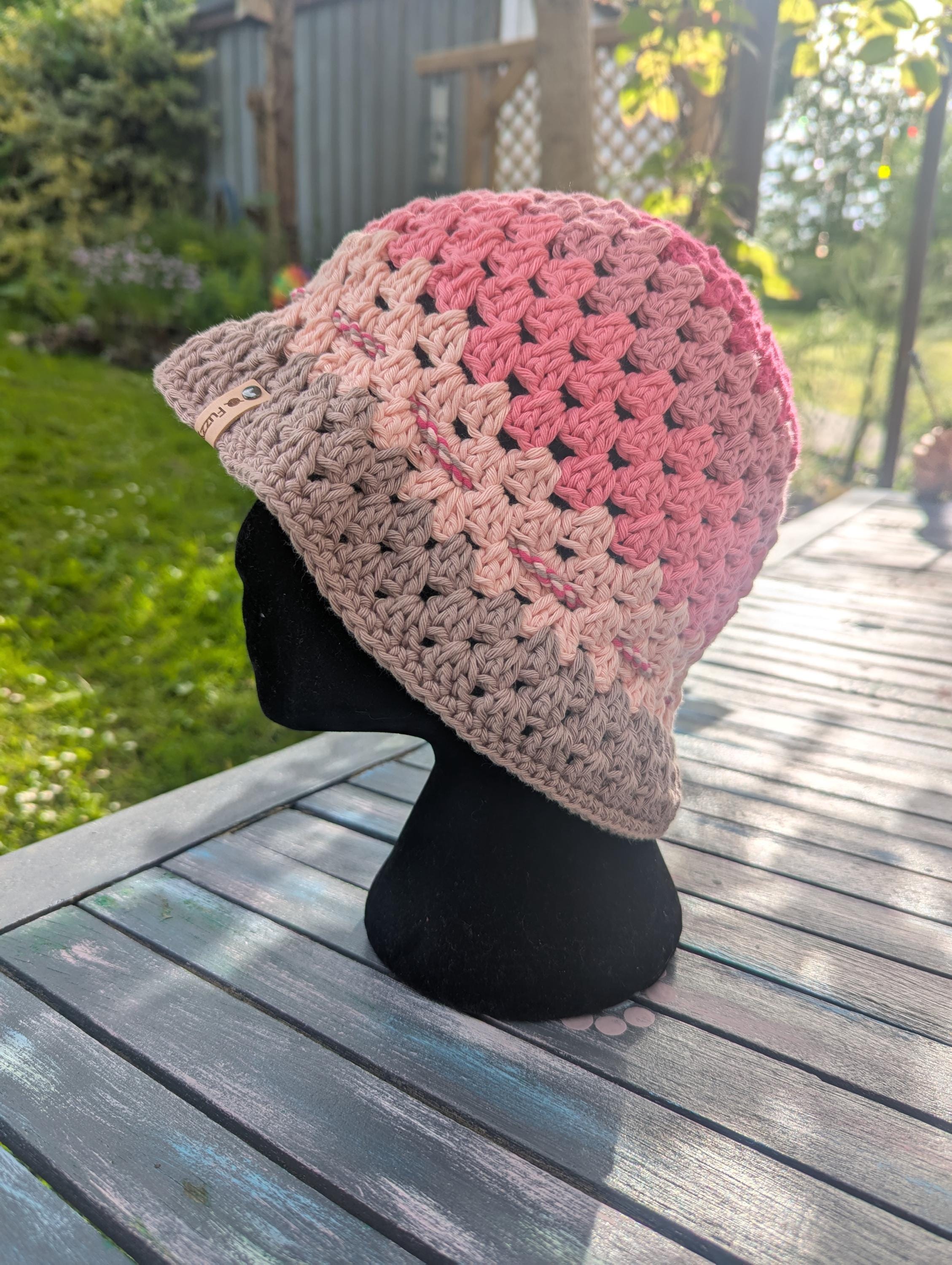 Bucket Hat "Ice Cream", crocheted fisherman hat, crochet bucket hat, fisherman hat pink, bucket hat for festival, fisherman hat with stripes