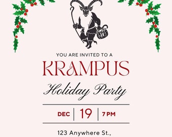 Krampus Invitation Template, Instant Download, Holiday Party Invitation, Printable Krampus Invite, Digital Download, Scary Christmas