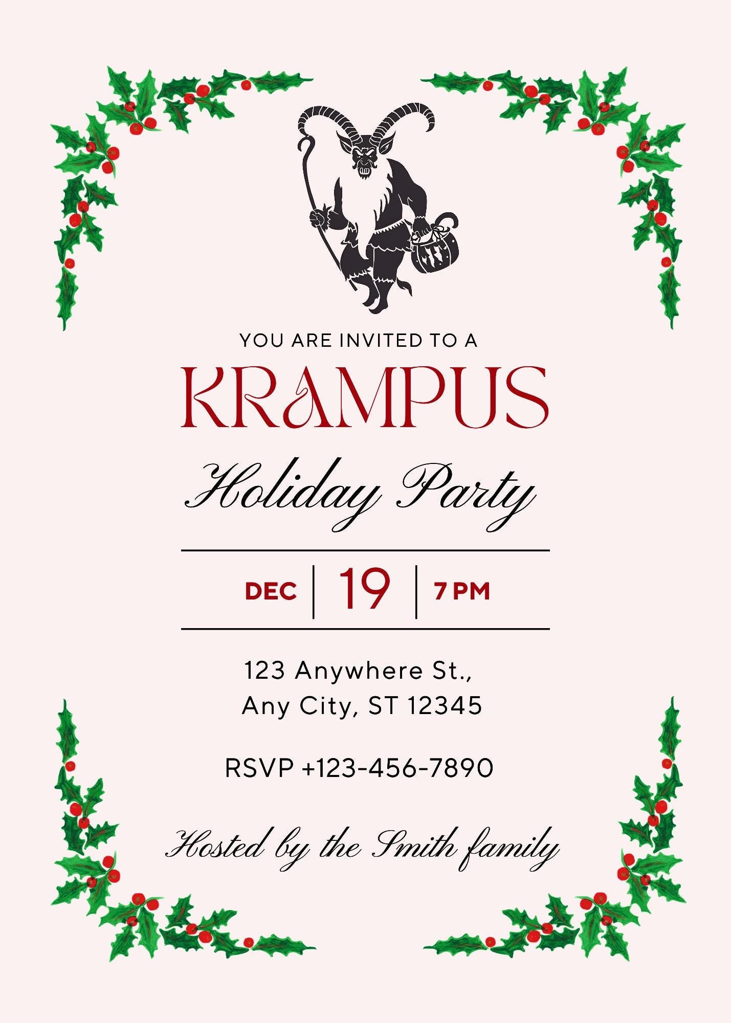 Krampus Invitation Template, Instant Download, Holiday Party Invitation ...