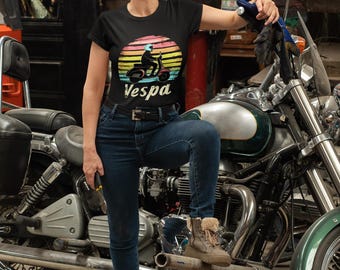 Vespa Sunset Scooter T-shirt - Biker's Tee, Scooter Graphic Tee, Vespa Lifestyle Tee, Scenic Vespa Shirt, Travel T-shirt, Vespa Adventures