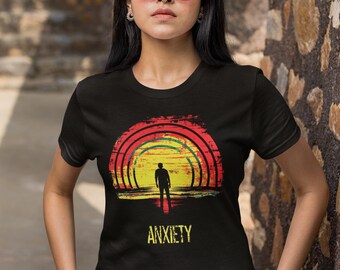 Angst Shirt - Sonnenuntergang Shirt, psychische Gesundheit Shirt, Angst Bewusstsein Shirt, Sonnenuntergang Grafik T-Shirt, Affirmation Shirt, lustiges Krankenschwester T-Shirt. Geschenk