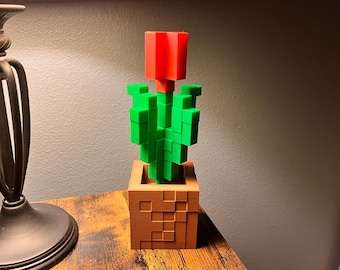 Minecraft Style Tulip - Custom Colors - Desk Accessory - Minecraft Flower - Gift for Gamers - High Quality - Fast Shipping