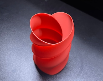 Red Heart Pencil Holder: 3D Printed Desk Vase