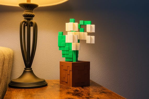 Minecraft Style Lily of the valley - Custom Colors - Desk Accessory - Gift for Gamers - Minecraft Style Flower - High Quality