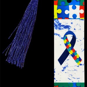 Autism Awareness Bookmark – Metal Sublimated Bookmark with Tassel – Puzzle Piece Design – Gift for Teachers, Parents, and Advocates