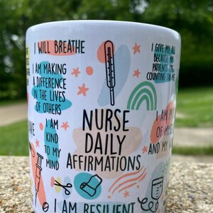 11 oz Nurse Daily Affirmations Coffee Mug – Inspirational Gift for Nurses, Healthcare Worker Appreciation Cup, Nurse Resilient Quote Mug