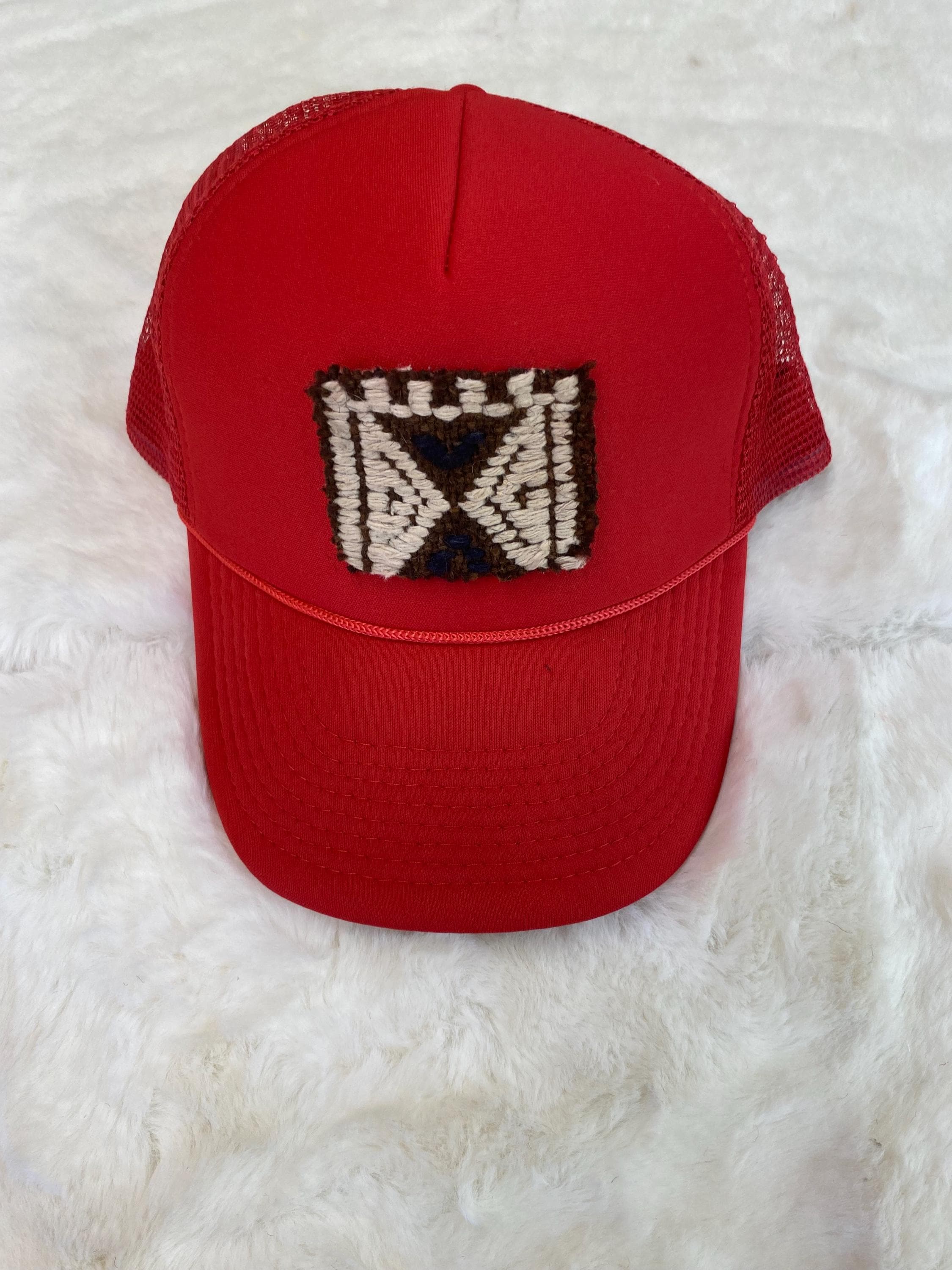 New Kilim Orijinal Turkish Rug Trucker hat - RED NWT Red Trucker Hat With Kilim Turkish Patch - Etsy main image 2