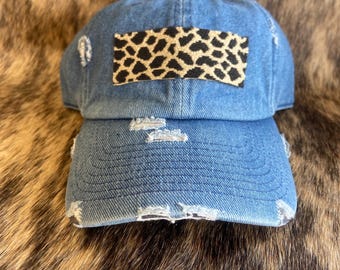 Denim Animal print patch baseball hat