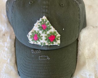 Olive Trendy Baseball Trucker Hat with Kilim Turkish patch