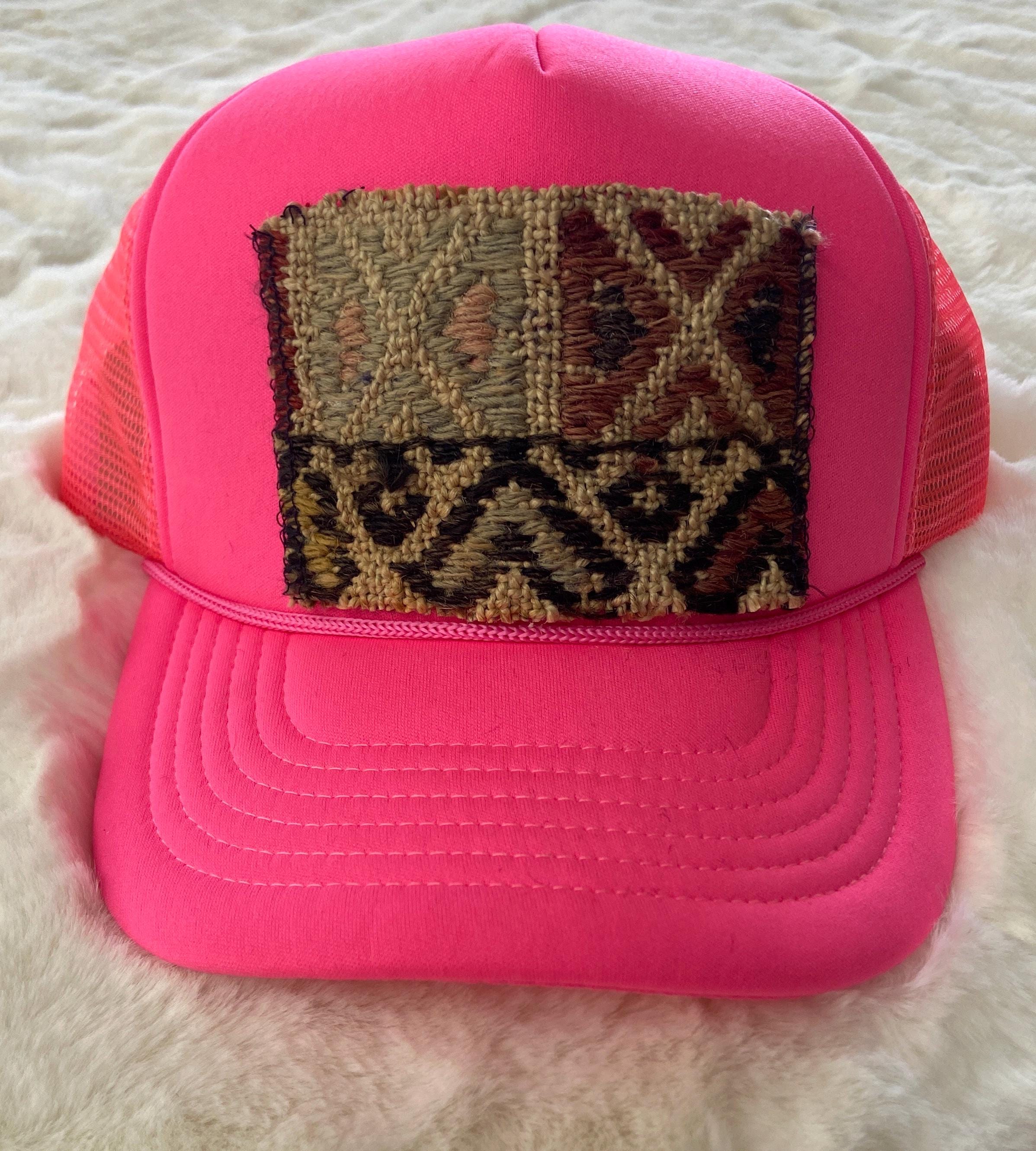 Neon Pink Trendy Trucker Hat, Kilim Turkish Patch, Trucker  display picture 2