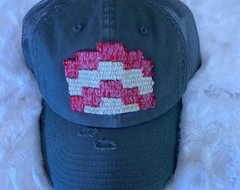 Olive Trendy Baseball Trucker Hat with Kilim Turkish patch