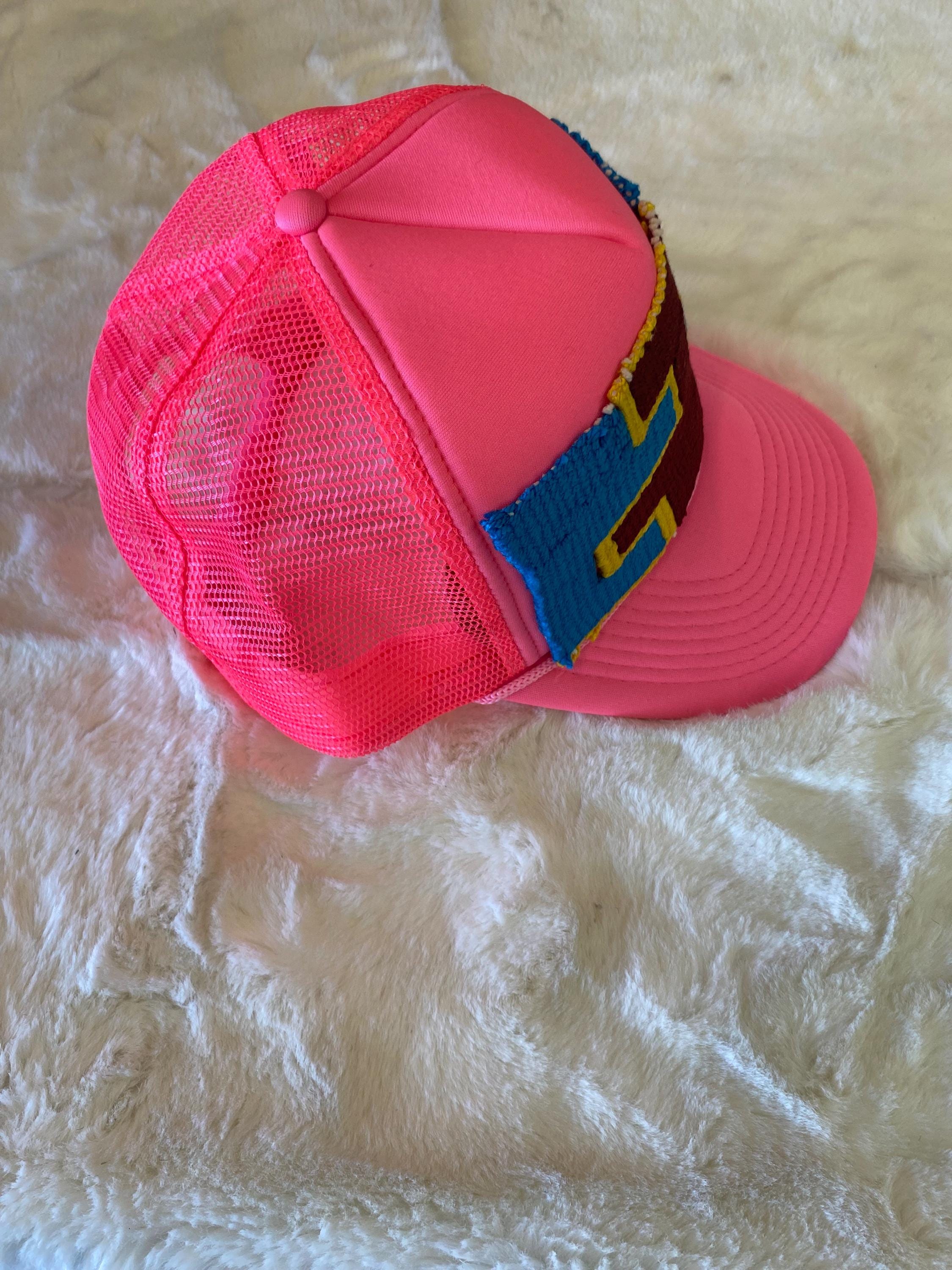Neon Pink Trendy Trucker Hat With Kilim Turkish Patch - Etsy display picture 3