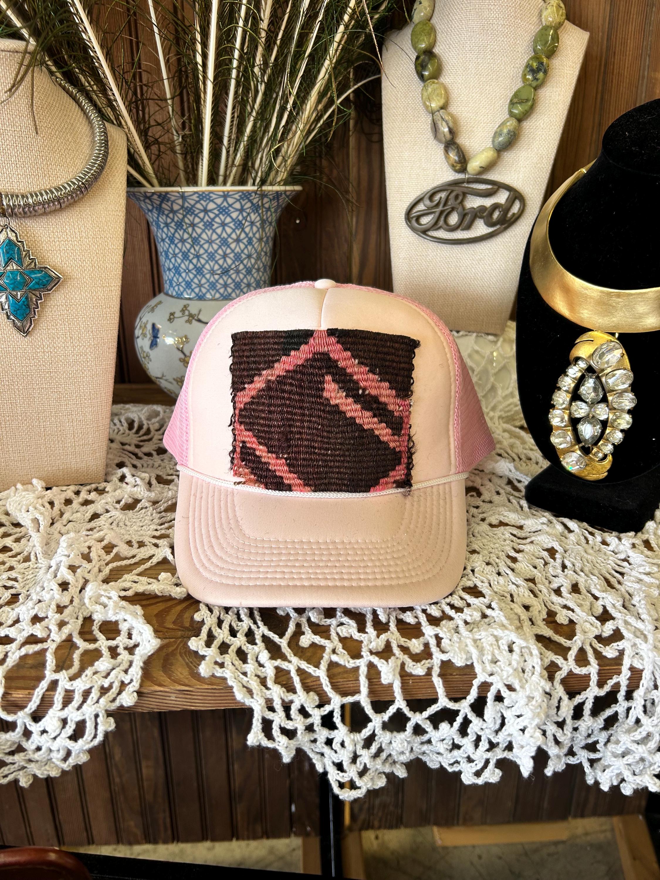 Kilim Patch Yellow Trucker Hat with Blue & Red Geometric Front 8AD5087A-4905-4D23-A89B-  main image 3