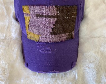 Purple Trendy Baseball Trucker Hat with Kilim Turkish patch
