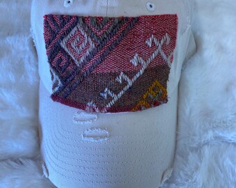 Tan Trendy Trucker Hat, Kilim Turkish patch, trucker hat,