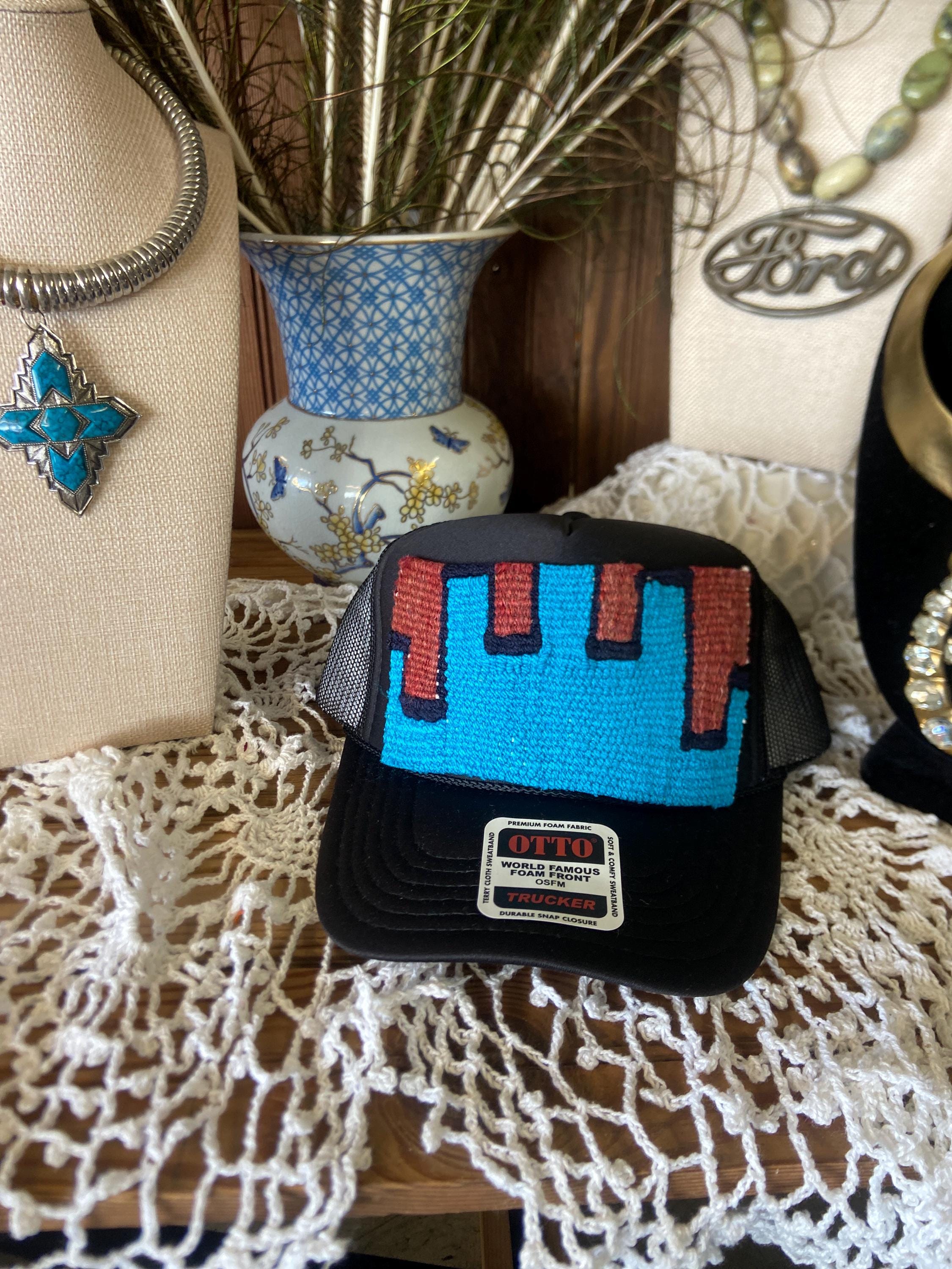 New Kilim Orijinal Turkish Rug Trucker hat - Black NWT Turkish kilim patch Hat – Beautiful Soul Boutique main image 4