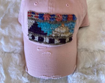 Pink Trendy Baseball Trucker Hat with Kilim Turkish patch