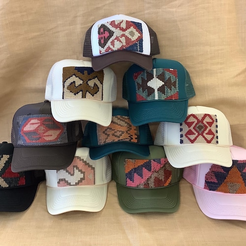 Red Trucker Hat With Kilim Turkish Patch - Etsy display picture 1